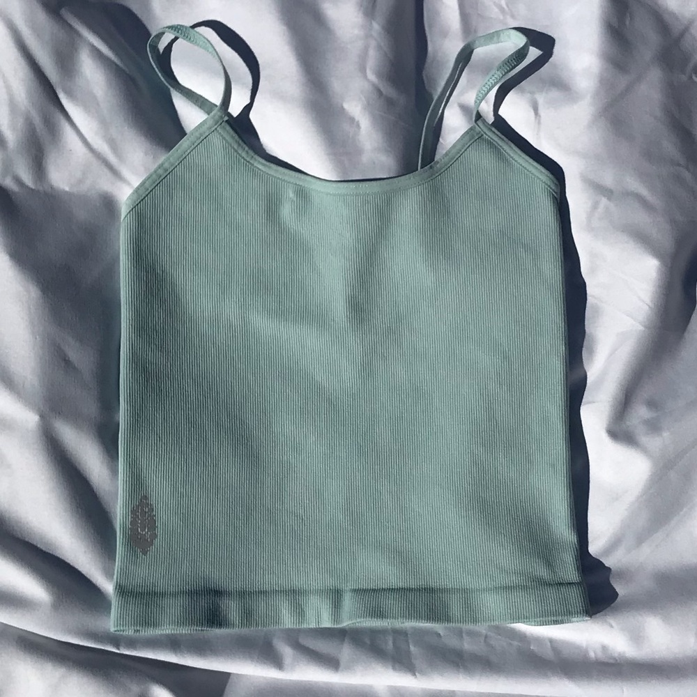 Free People Mint Ribbed Double-Strap Tank